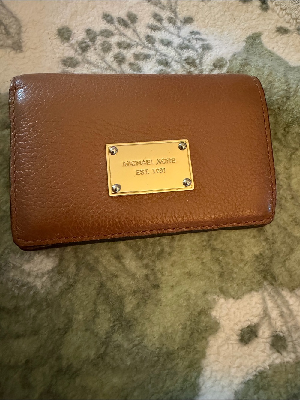 Michael Kors Tan Leather Wallet with Gold Plaque